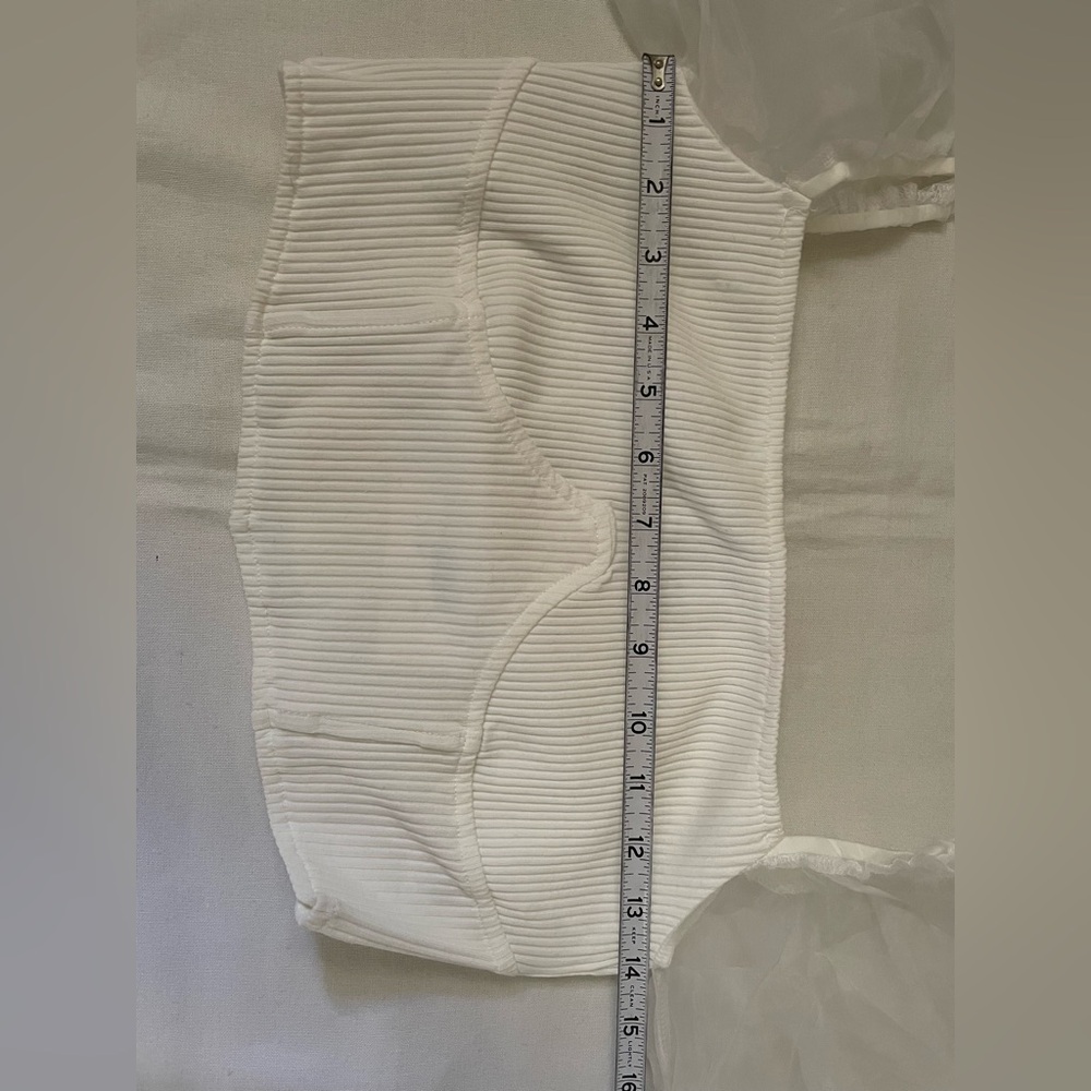 Sabo white short puff sleeve corset cropped top - Picture 10 of 12